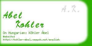 abel kohler business card