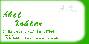 abel kohler business card